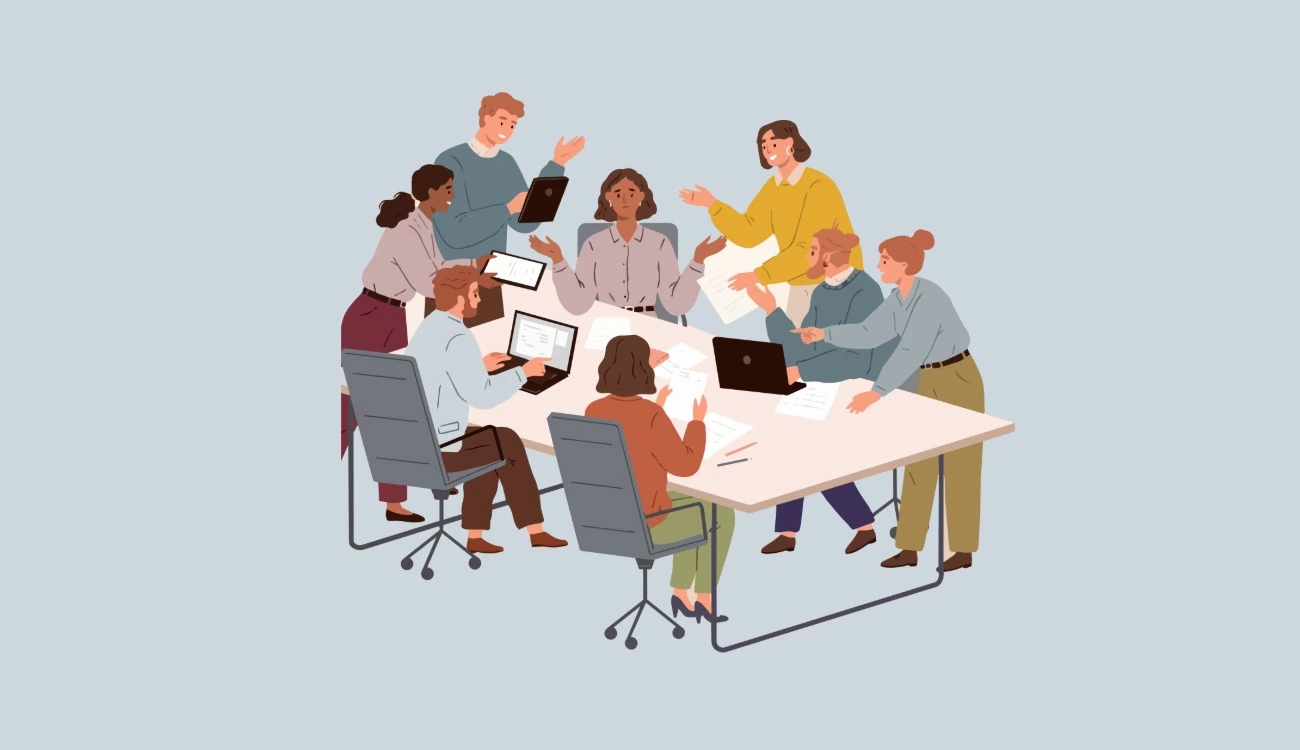 Illustration av personer runt ett bord